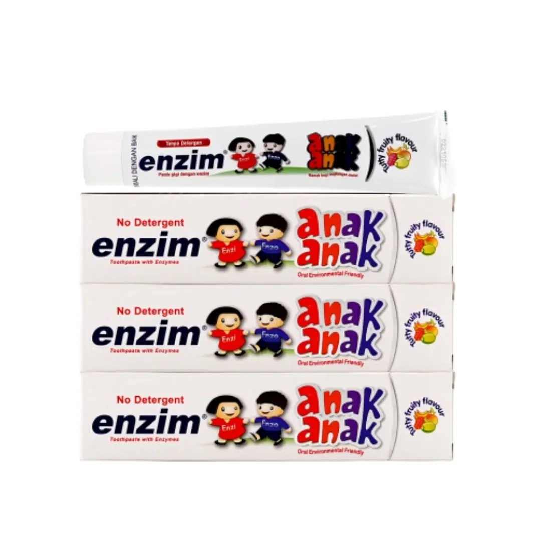 
Enzim Kids toothpaste Tutty Fruity with xylitol help restore the anti-bacterial qualities in damaged saliva, no detergent 