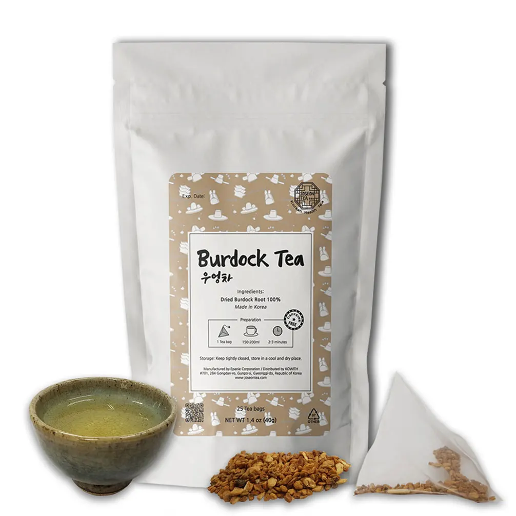 Корейский чай для похудения, чай из корней заусенцев в пирамидном фильтре, чайные пакетики, Сделано в Корее
