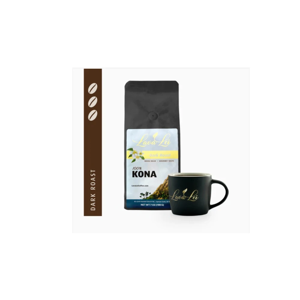 Lava Lei 100% Kona Dark Roast 1 Lb Coffee Bean from USA Premium Grade Pouch Packaging Organic Cultivation with N/A Shelf Life