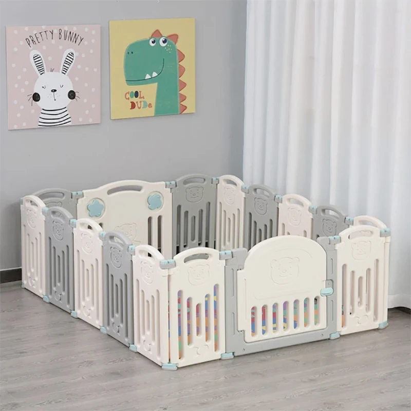 
ABST Safety 6+1+1 Cheap Popular Indoor Plastic Folding Easy New Design Baby Playpen 
