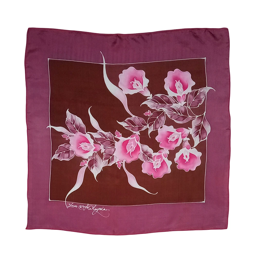 Красная малайзийская шелковая бандана ручной работы batik