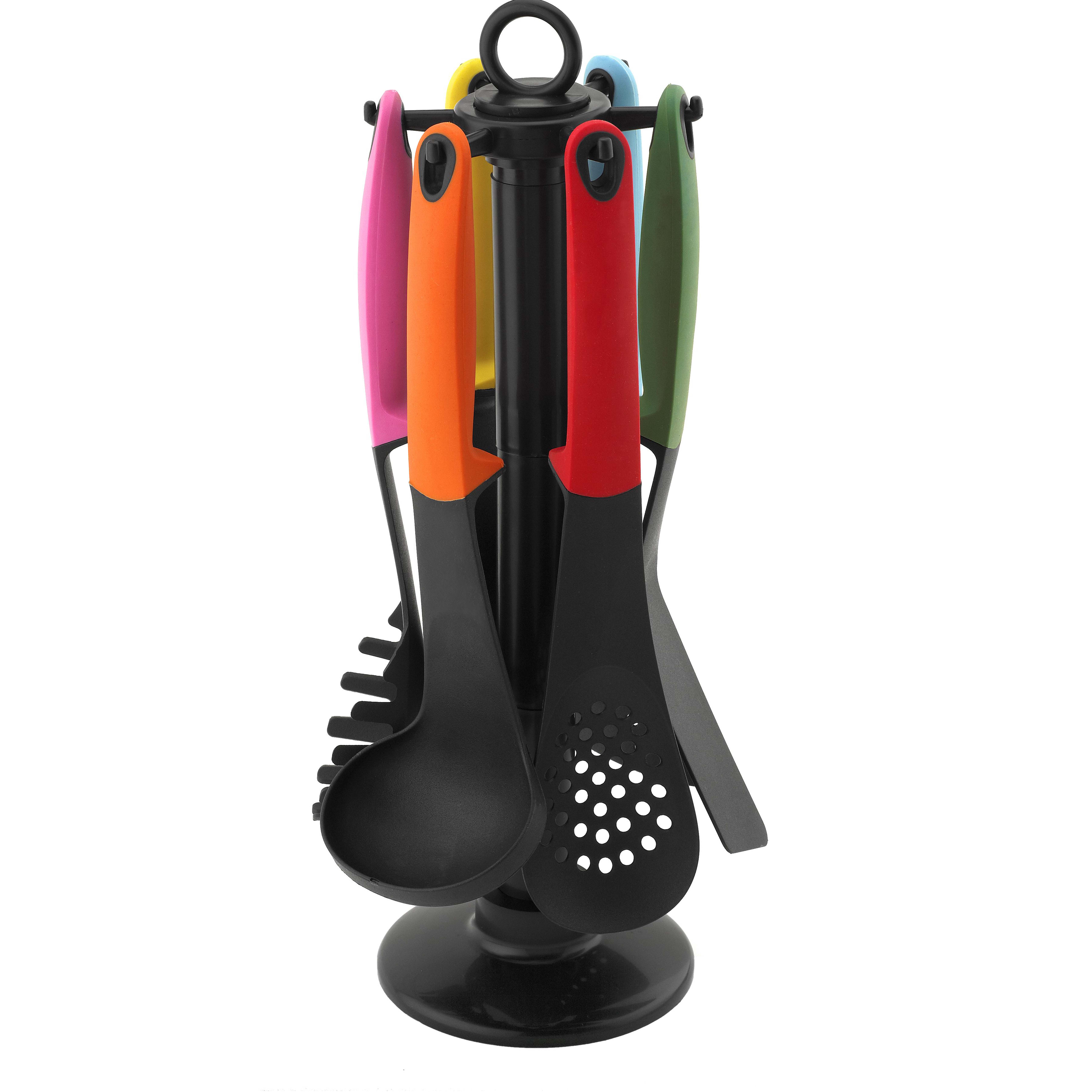 Yangjiang Factory, Set of 7, Nylon Kitchen Utensils with PP & TPR handle, plastic kitchenware, ODM brand