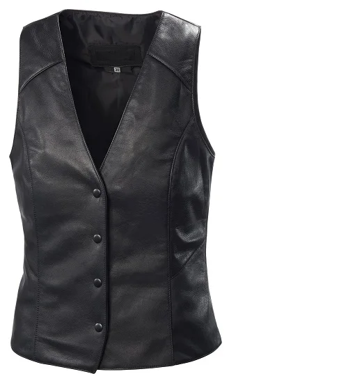 Классический и стильный кожаный женский жилет с 4 кнопками и 1 внутренний карман (VV-011)