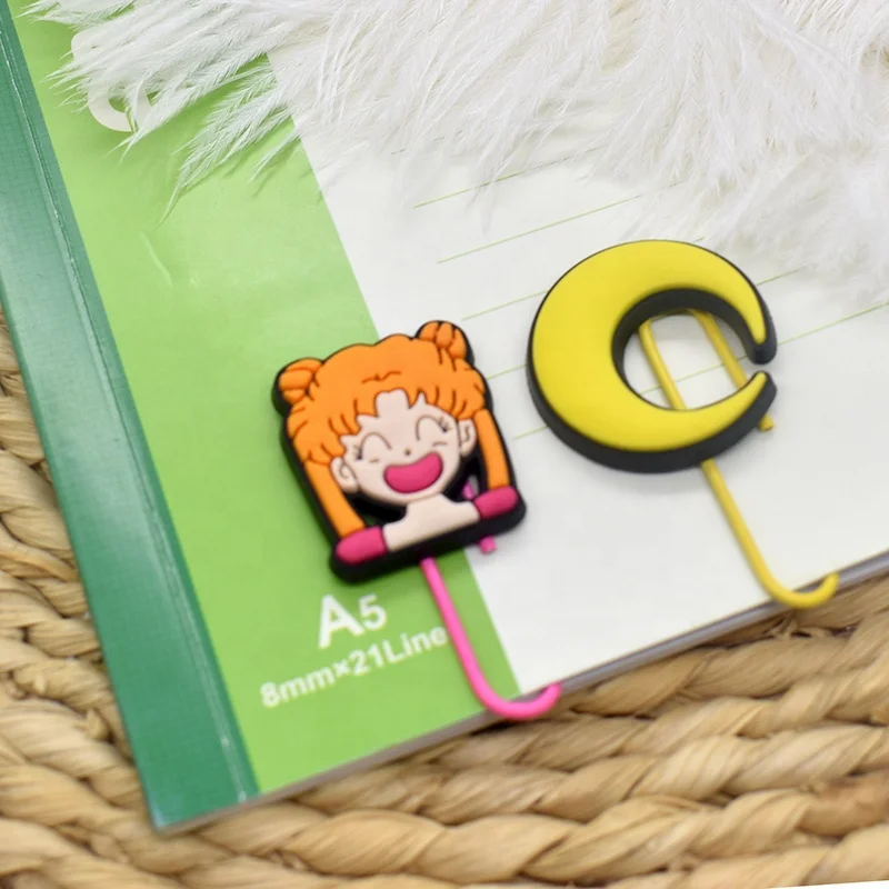 In  Stock Soft PVC Metal Bookmarks Funny live Creative Lovely Animal Plant Cartoon Silicone Paper Clips for office and school