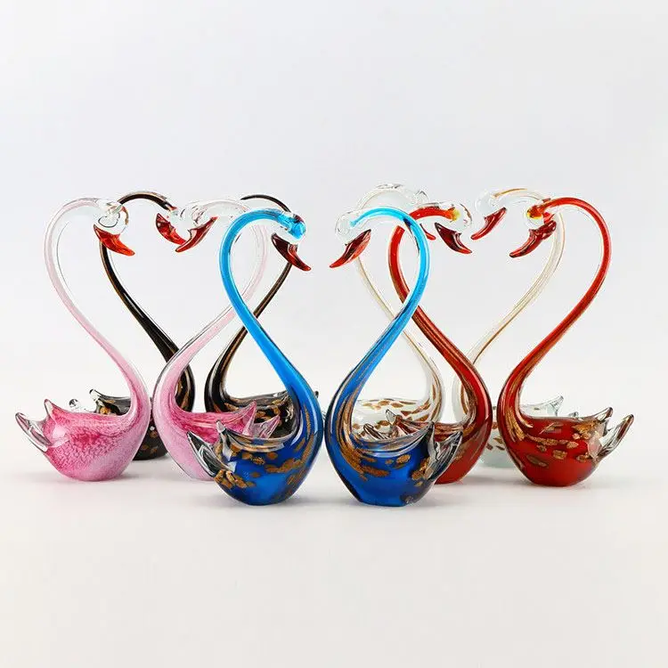 
Cheap Wedding decoration hand blown Glass swan 