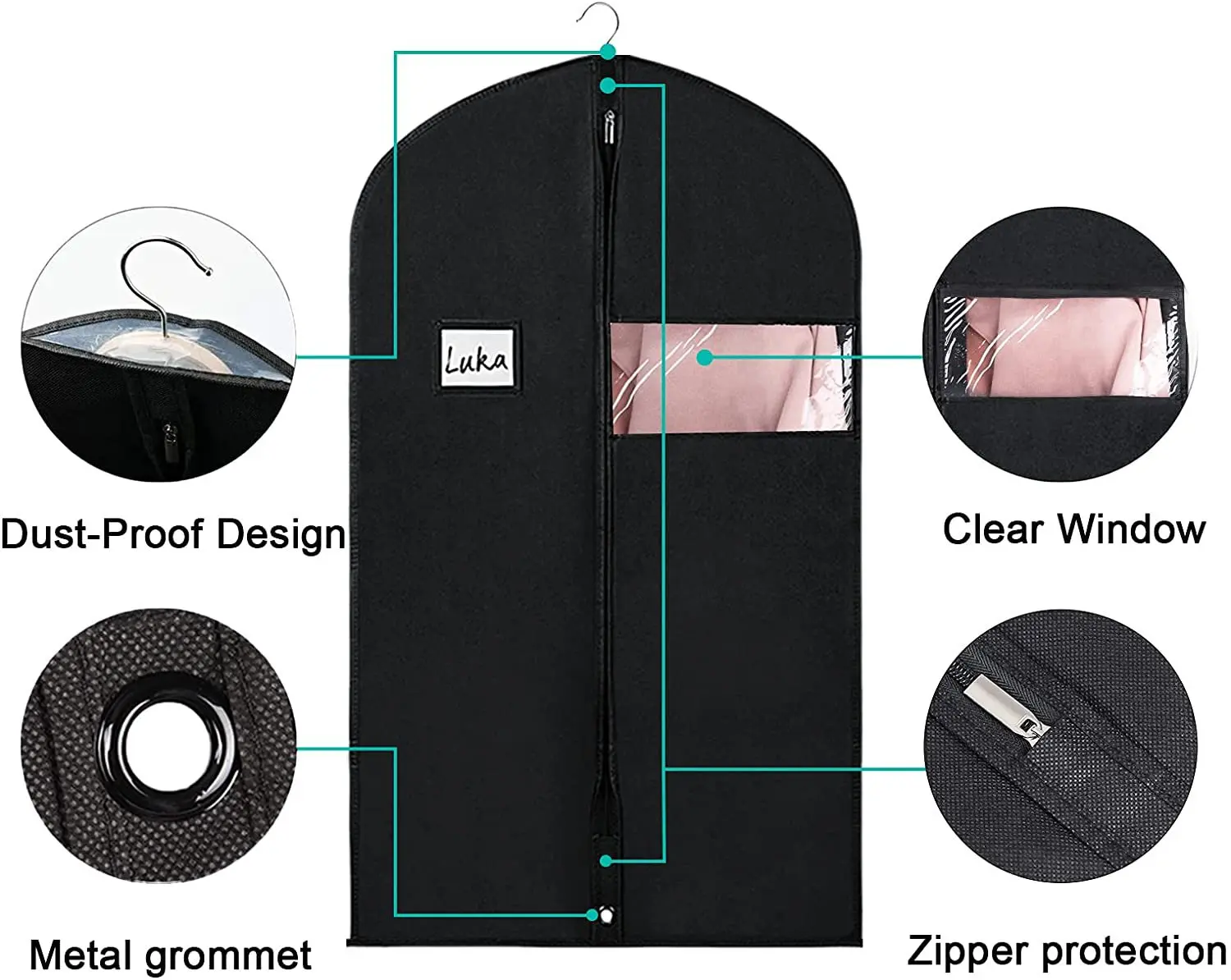 Personalized Custom Fashion Travel Dust Cover Foldable Dress Clothes With Private Logo Garment Bag