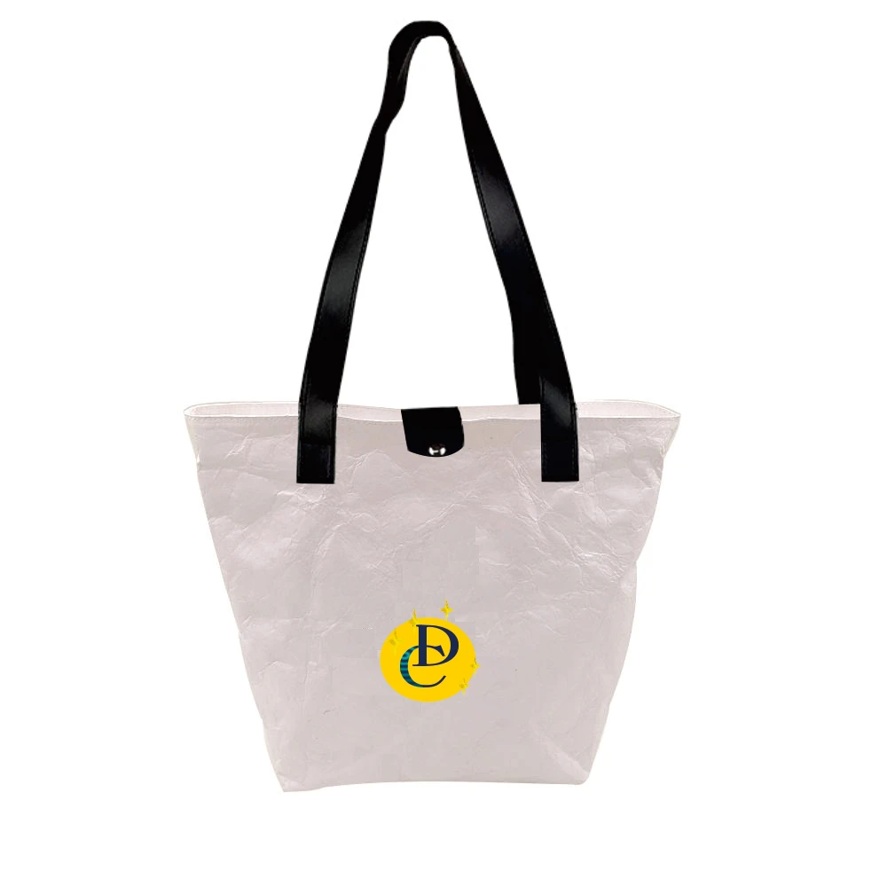 Durable Waterproof Kraft Pack Washable Leather Webbing Handle OEM logo Tyvek Tote Kraft Bag