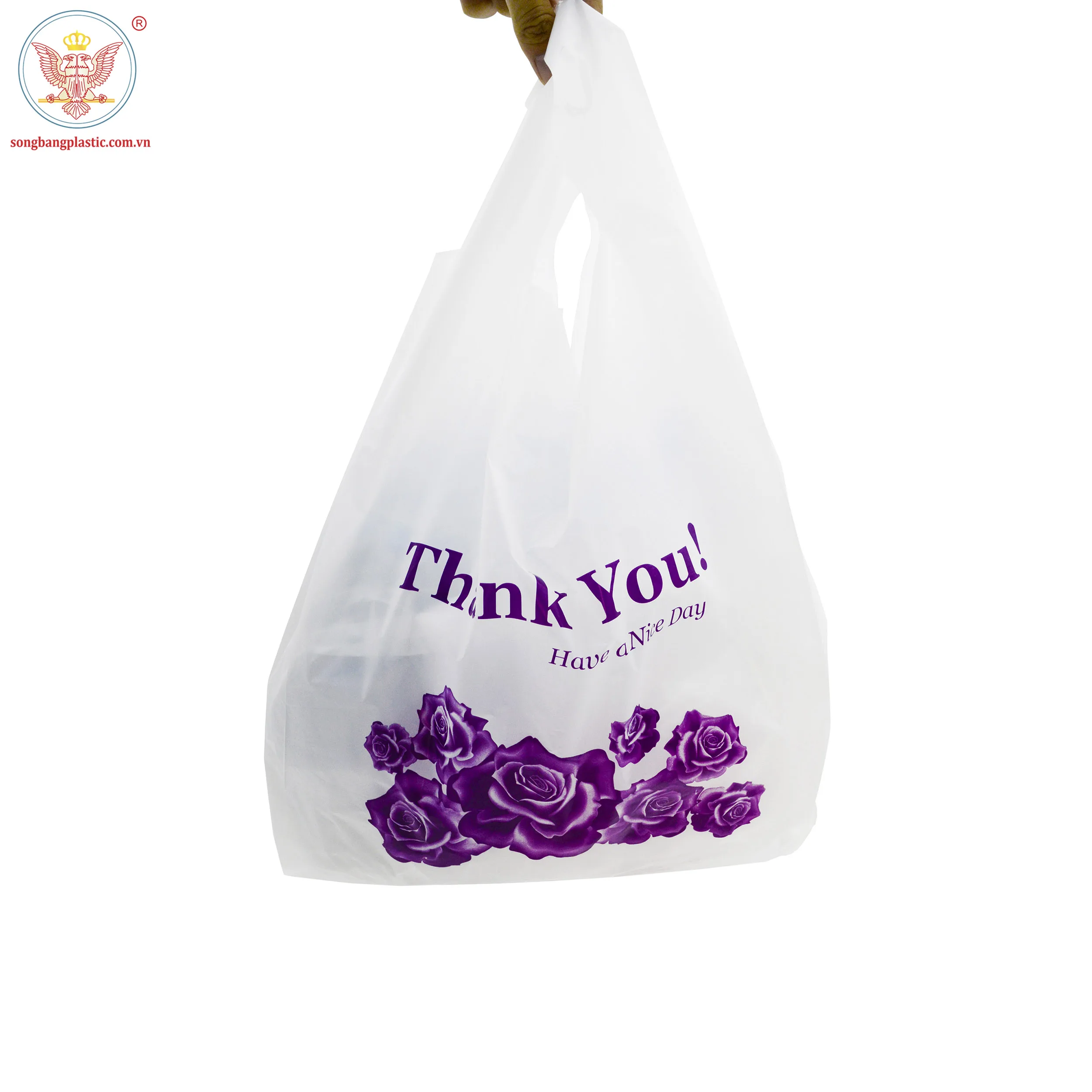 Environmentally friendly plastic carrier bags packaging custom logo 5x7 inch with custom logo printing for shopping