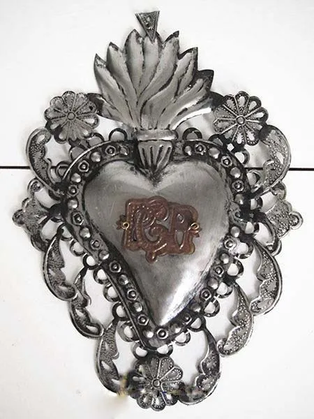 Metal Milagro Heart , Metal Sacred Heart