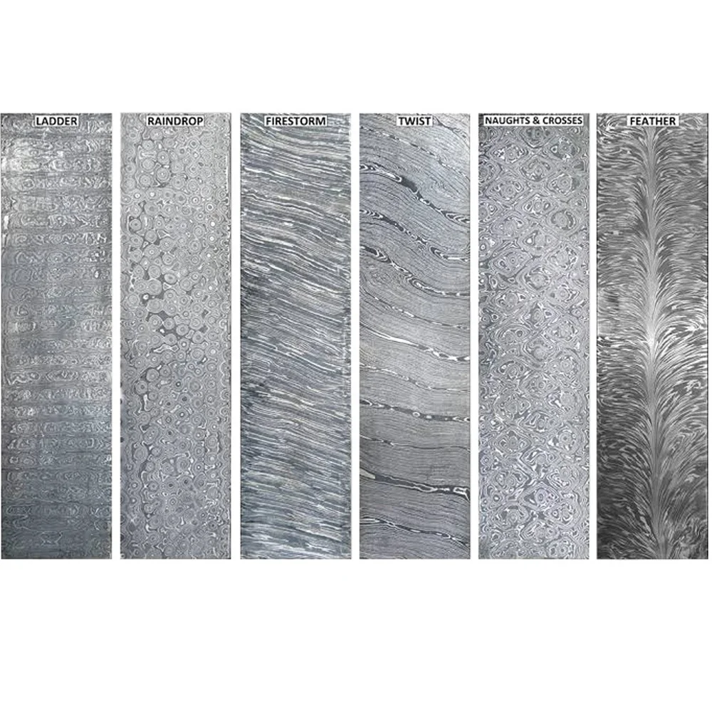 
Original Damascus Steel Bar Billet for Crafts Knife Tools Making Raindrop 