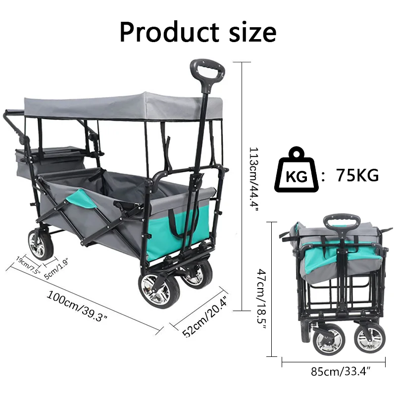 Supermarket hot sell Mini Camping trolley folding wagon carts foldable outdoor utility wagon