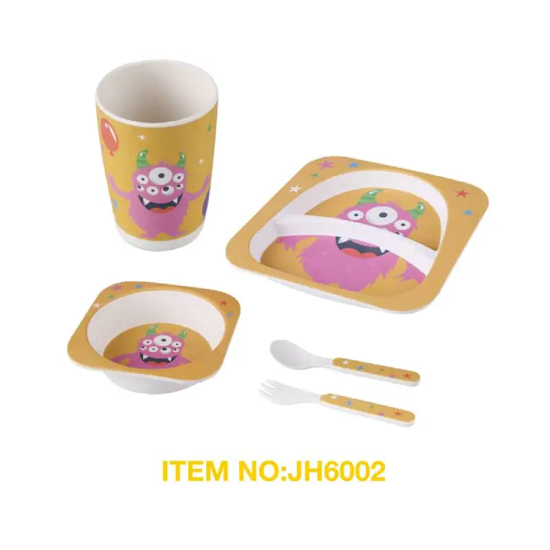 Recycled PET factory wholesale price eco friendly BPA free dishwasher safe 5 pcs tableware dinner set for children