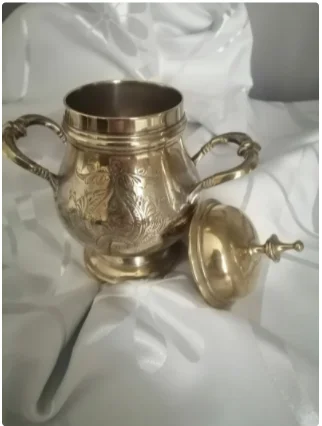 Винтажные EPNS золотые латунные чайные кофейные Кава блестящий золотой набор из 3 выгравированных подарочных наборов на свадьбу корпоративный домашний декор