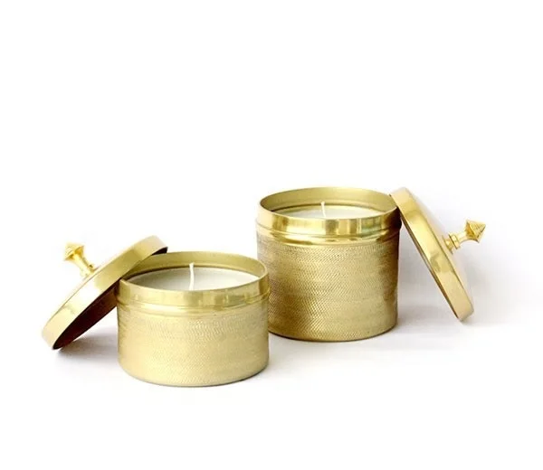 Candle Jar Iron luxury candle pot wax brass and copper Sconce jar With lid modern trending Candle votive scented wax empty jar