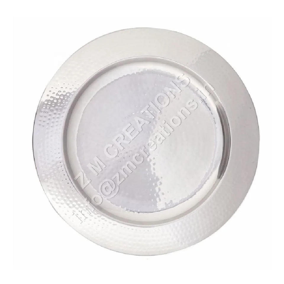 Wholesale 13 Inch Gold Charger Plates Custom Logo Design Ceramic round Dinner Tray for Home Use Metal Wedding Charger Dish Set