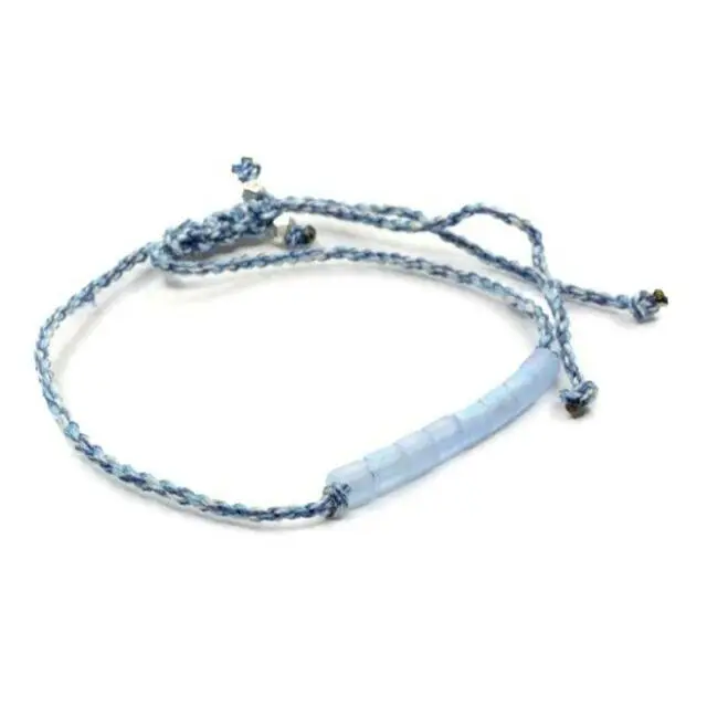 Bracelet with Frosted MGB Glass Seed-beads on Mixed Colors Twisted Cotton String