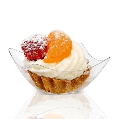 Wholesale Clear Reusable PS Plastic Dessert And Salad Dish