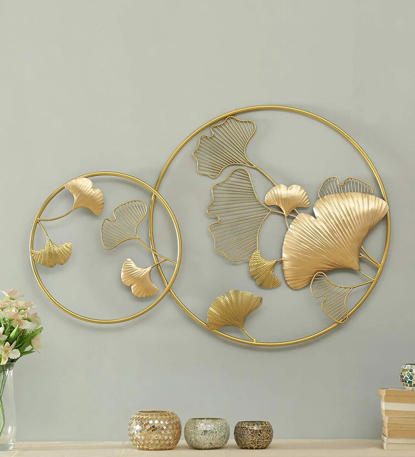 Round Shape Wall Wrought Leaves luxury Metal wall Art for Bedroom decor and living Room decor