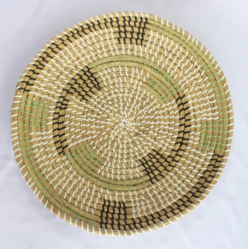 Decorative Hanging Wall Seagrass Plate/ Hand Weaving Wall Basket Hanging Decoration