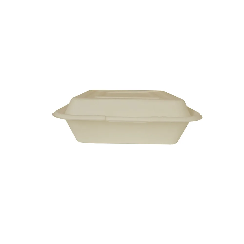 B034 квадратный коричневый пищевой контейнер, одноразовый Ланч-бокс с тремя отделениями 1250 мл из Таиланда