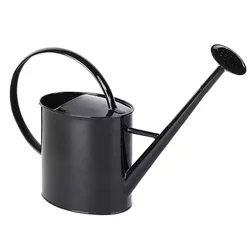 Декоративная кастрюля черного цвета для полива сада ручной растений оцинкованная металлическая