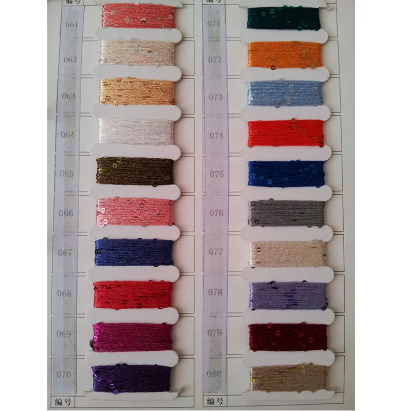 100% Polyester Paillette Bling knitting sequin beads yarn embroidery thread