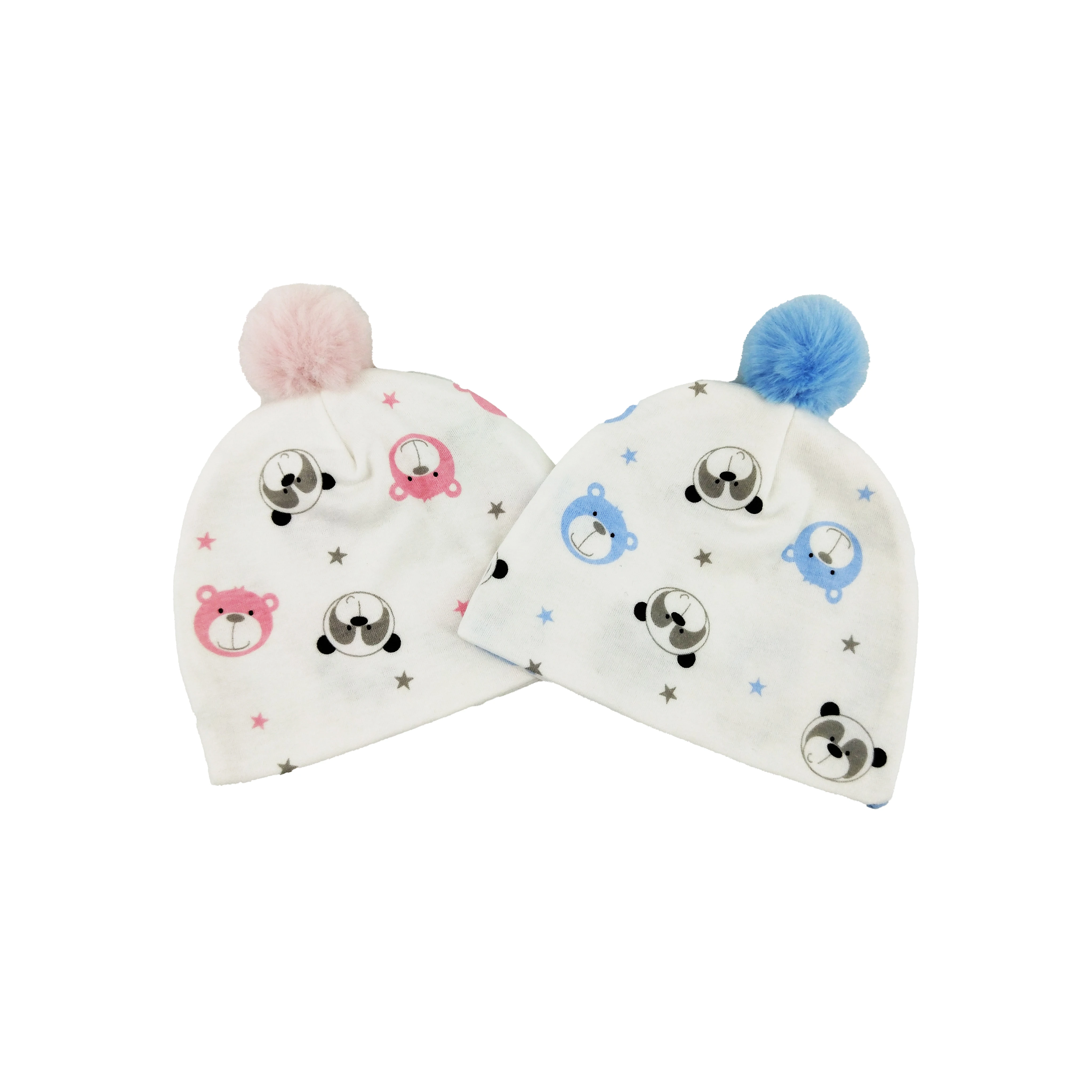 Two color interlock 100% cotton printed animal pattern infant all season baby hats