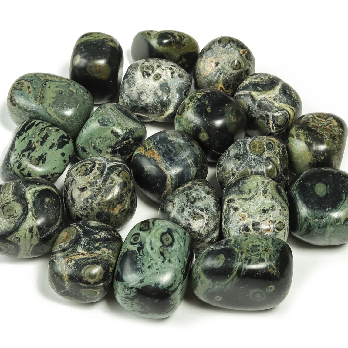 HOT SELLING KAMBABA JASPER TUMBLED STONES / NATURAL POLISHED CRYSTAL GREEN KAMBABA AGATE TUMBLE GREEN JASPER WHOLESATONE TUMBLED