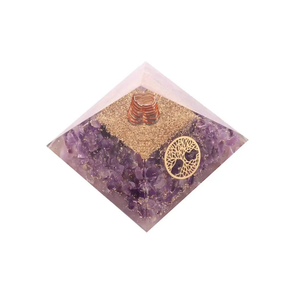 Crystal & Amethyst Orgone Pyramid With Crystal Point : Wholesale Orgone Energy Pyramids : Wholesale Orgonite Pyramids Orgone