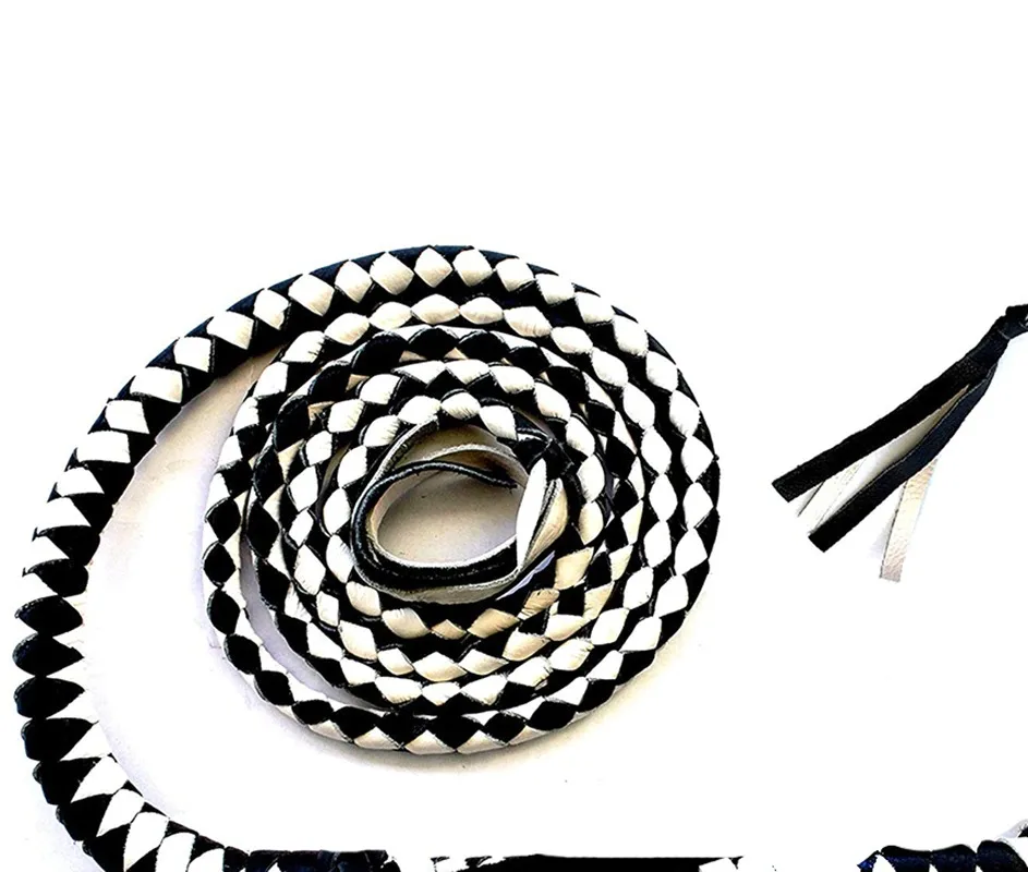 Equestrian Whip For Horse Racing Leather Horse Whip Bull Whip, 4 Plait Bullwhip, 6 Feet