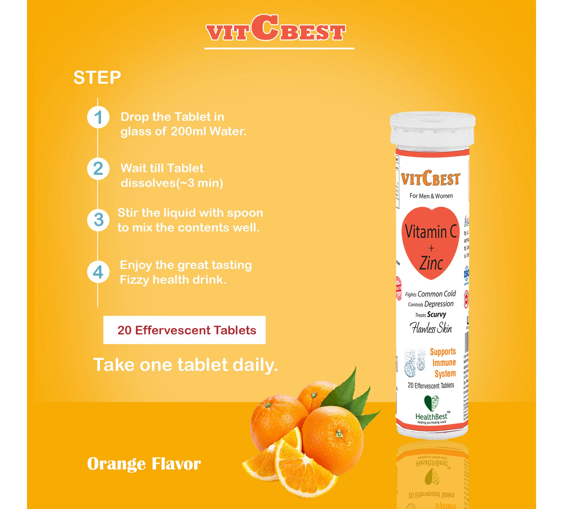 Top selling High Energy VITAMIN C and ZINC Effervescent Tablets powerful antioxidant immunity booster