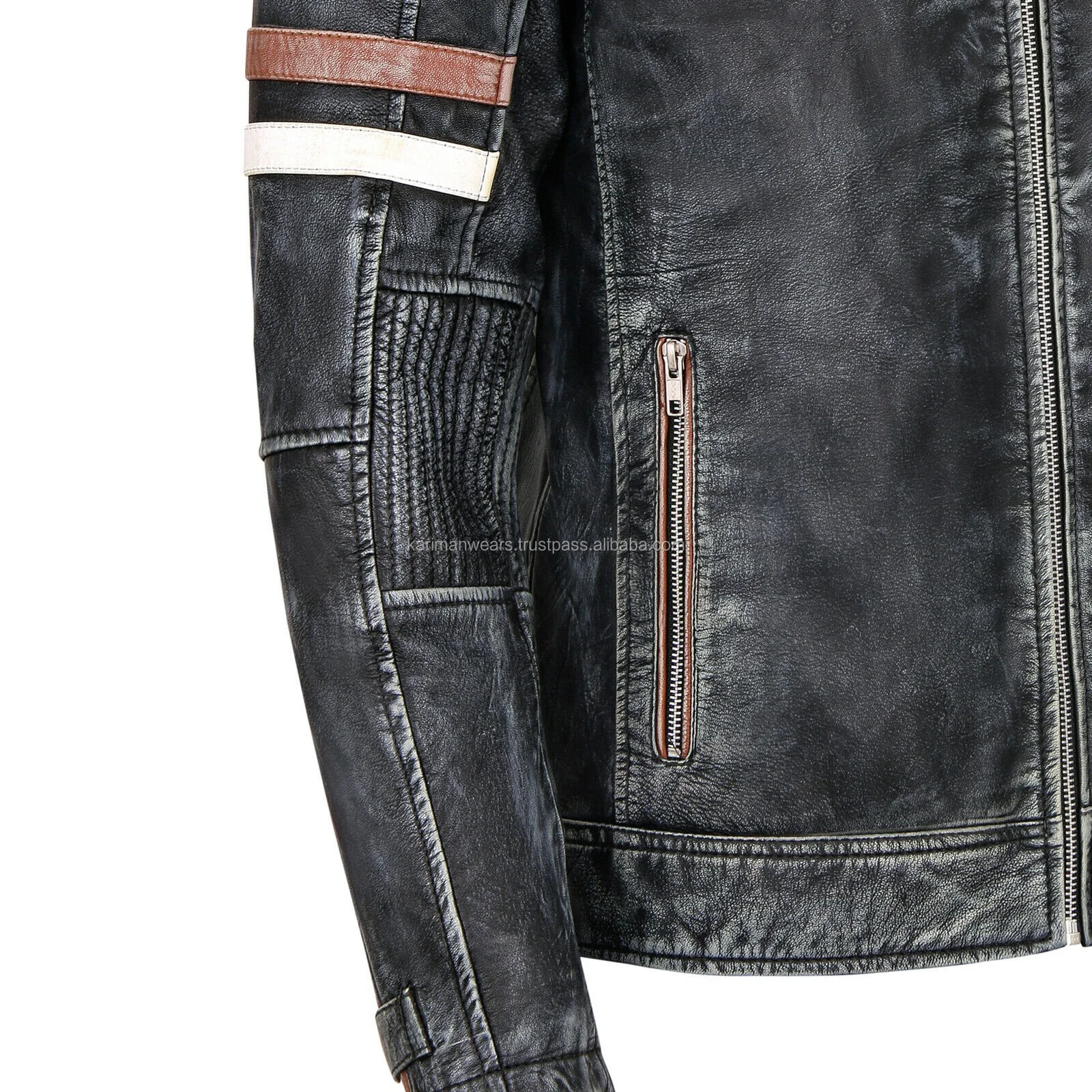 custom 2020 Hot sale fashionable mens black and white leather jacket custom made motorcycle Jacket