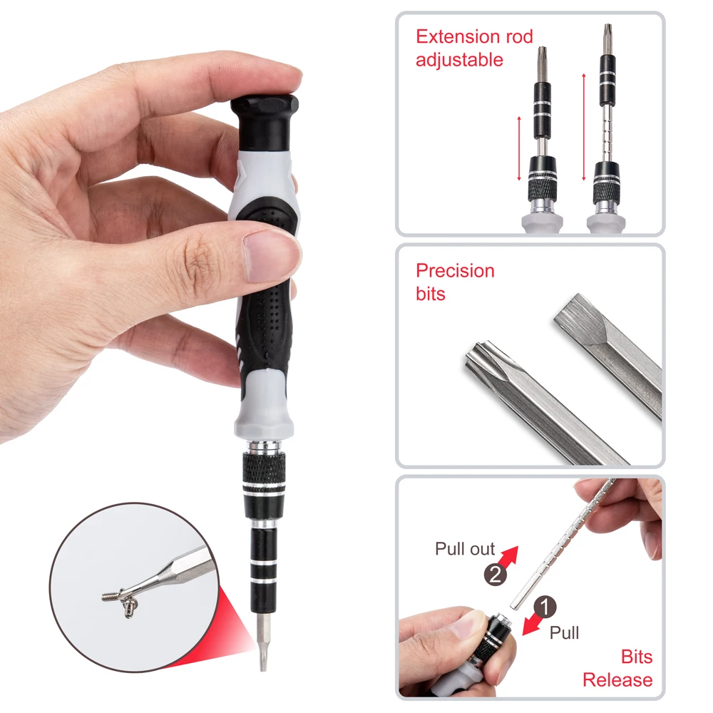 135 in 1 Multifunction Precision Screwdriver Set with Adjustable Extension Rod, Tweezers Tool Set