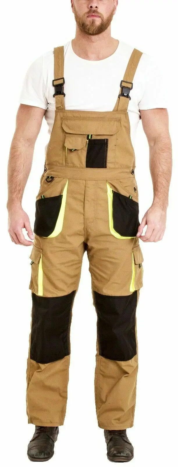 Men Work Dungarees Working Trousers Bib and Brace Overall Multi Pockets Pants Protective Coverall Safety Uniforms Cotton 05 Sets