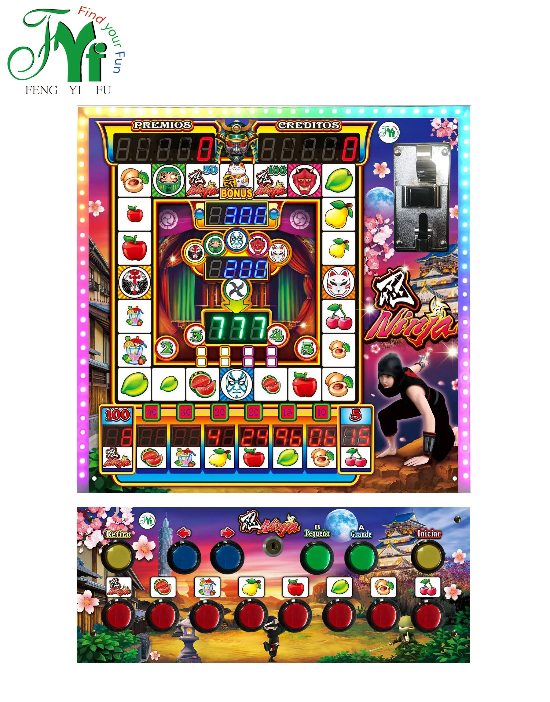 
Ninja LED Fruit King Mario Slot Game Machine 