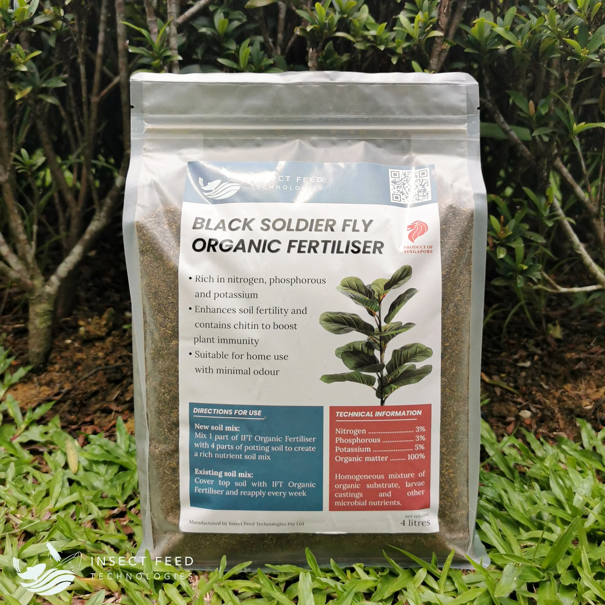 Organic Substrate Black Soldier Fly Organic Fertiliser (Frass) 4 Litre for Thriving Agricultural Field