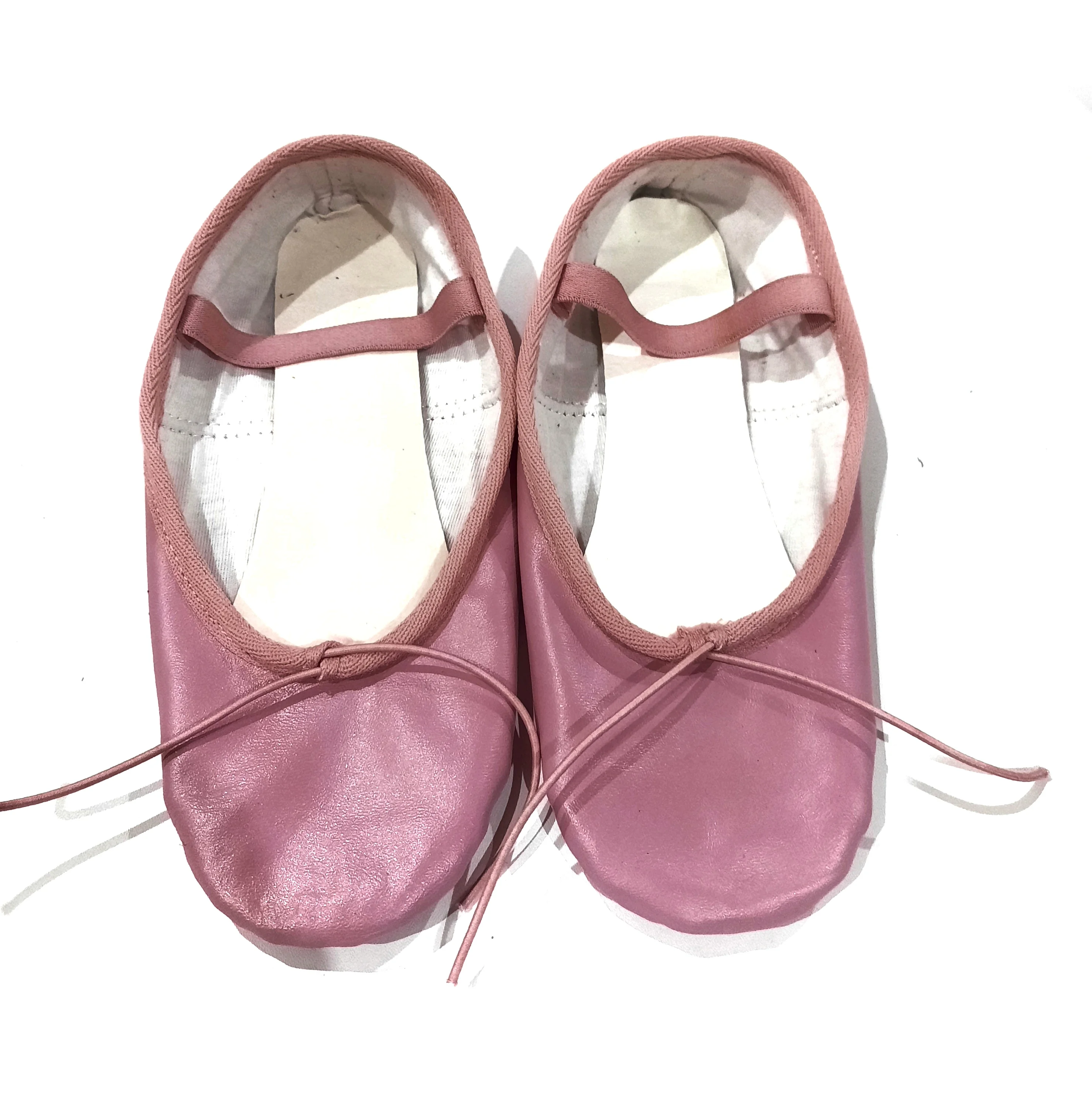 Modern Style Hot Pink Genuine Cow Leather Soft Split Sole Ballet Shoes for Girls & Boys with Crossed Elastic in UK USA EU Sizes