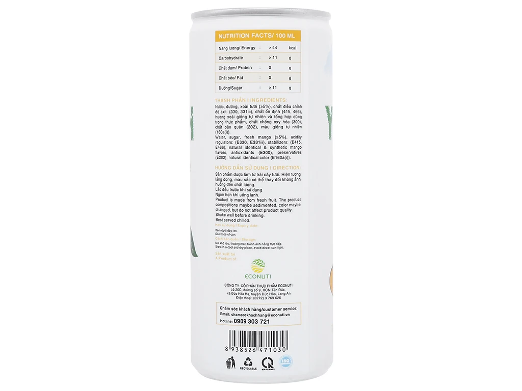 OEM manufacturer YOOH Brand Fresh Mango Juice can 240ml wholesale natural and pure fresh - squeezed