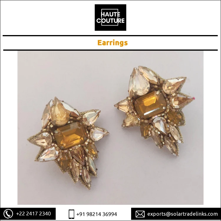 Женские Лучший Модный ручной вышивкой золотой опал прямоугольной формы Miyuki бусины праздничная одежда серьги-гвоздики