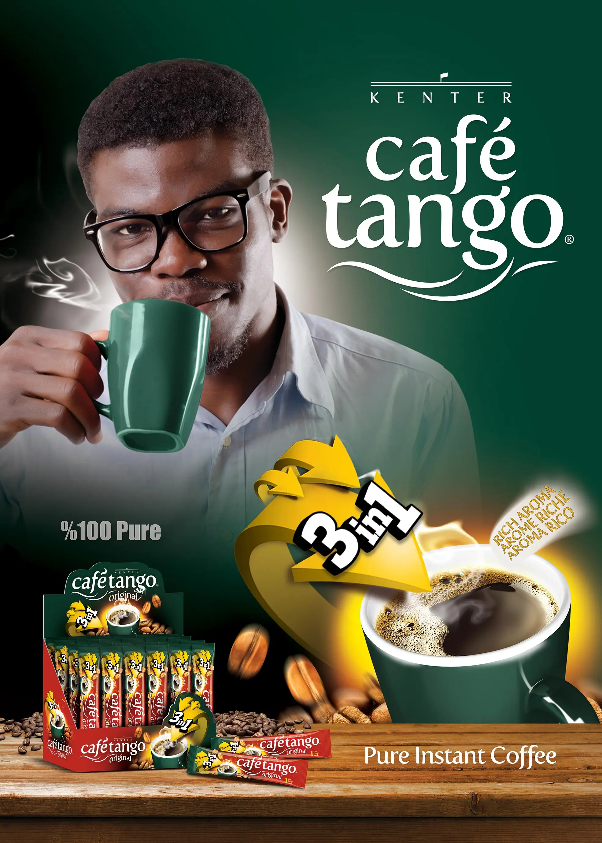 Кафе Bonjour 3 в 1 кофе (сахар