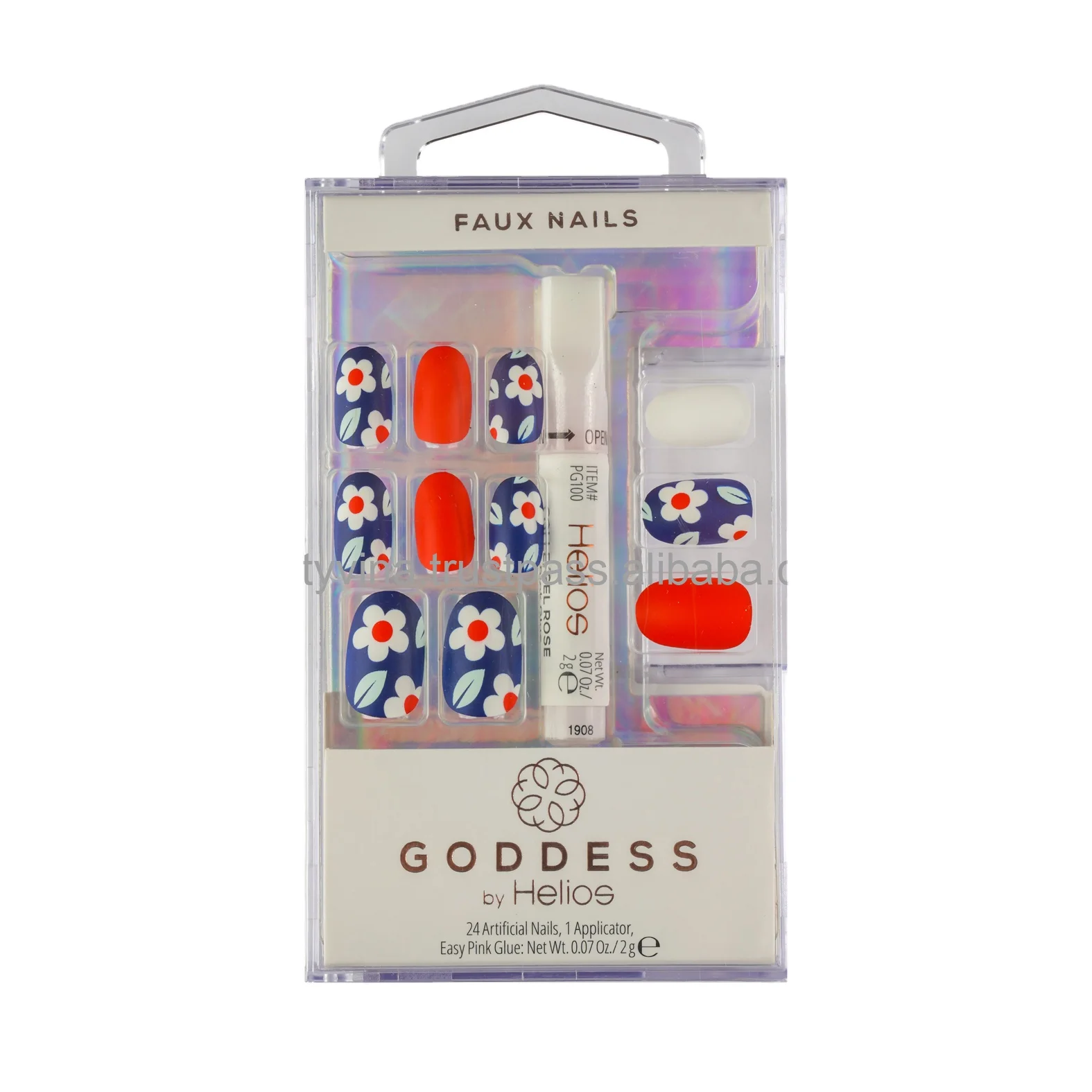 HELIOS 2020 New press on nails oval floral false nails for young girls artifical nails