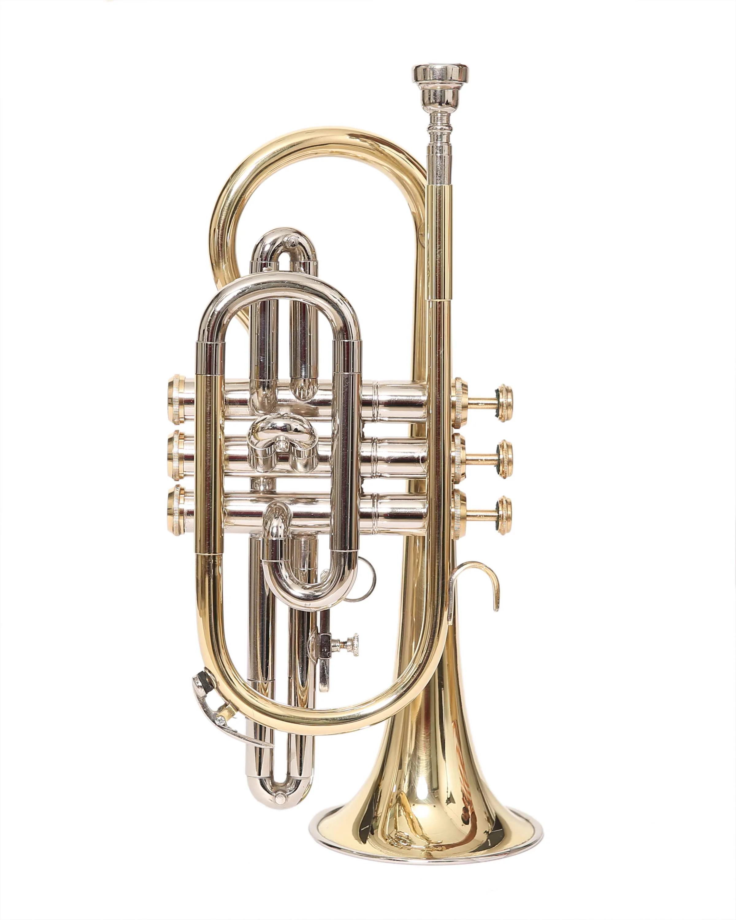 NASIR ALI NEW PROFESSIONAL BB PITCH  3 VALVE BRASS NICKEL  CORNET WITH INCLUDE HARDCASE AND MOUTHPIECE