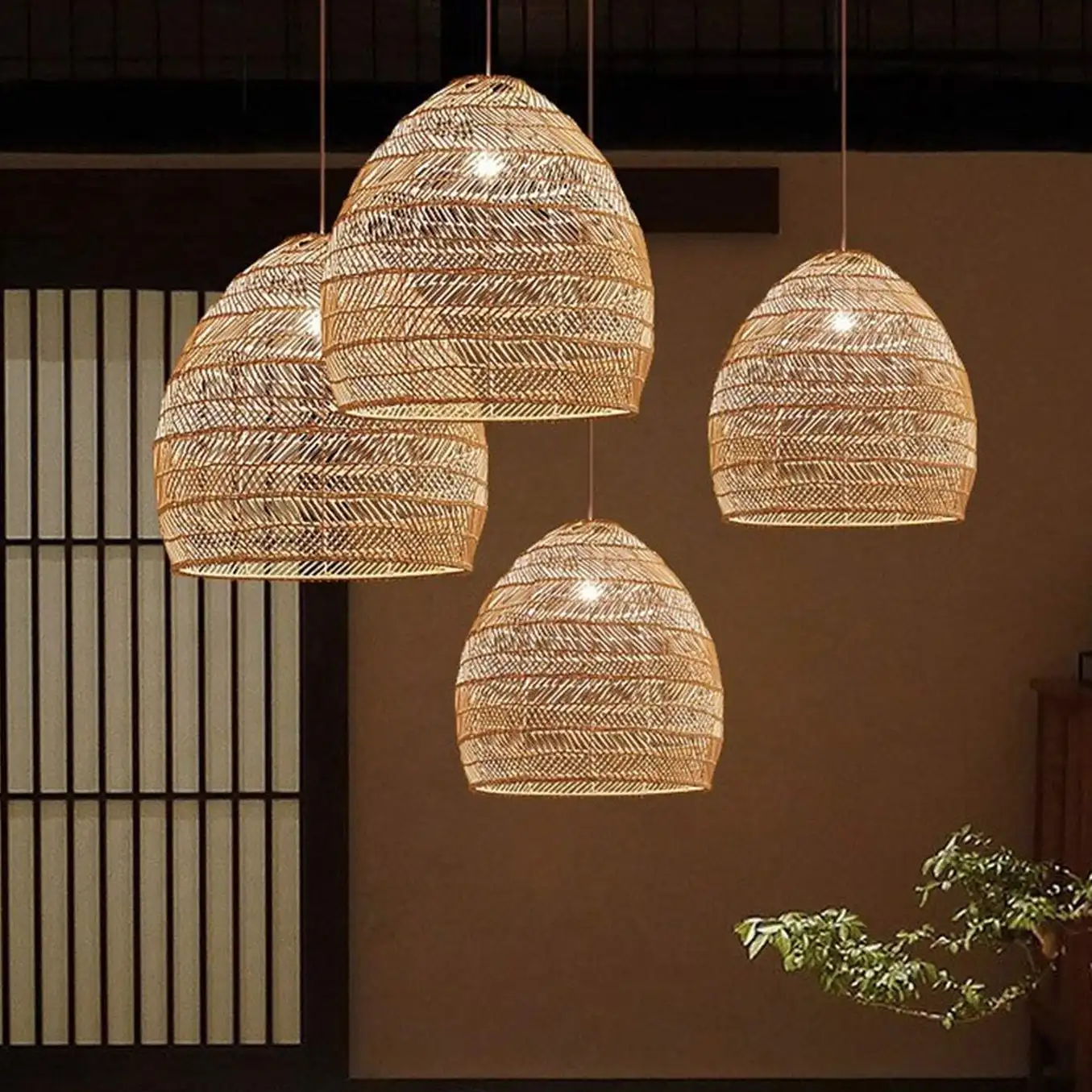 Design Basket Rattan Woven Pendant Light Shades