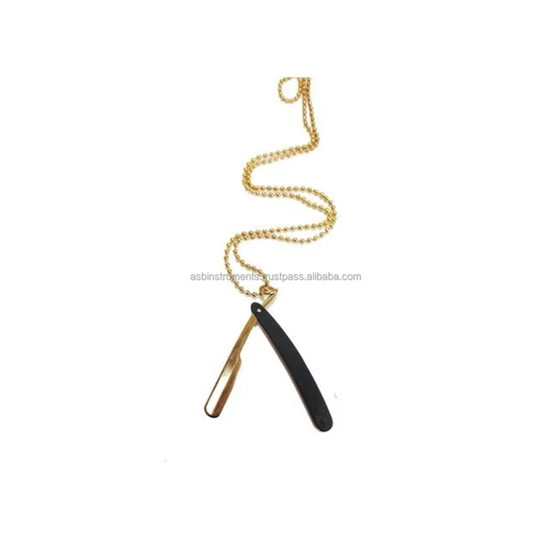 Stainless steel razor shaped Barber jewelry pendant necklace