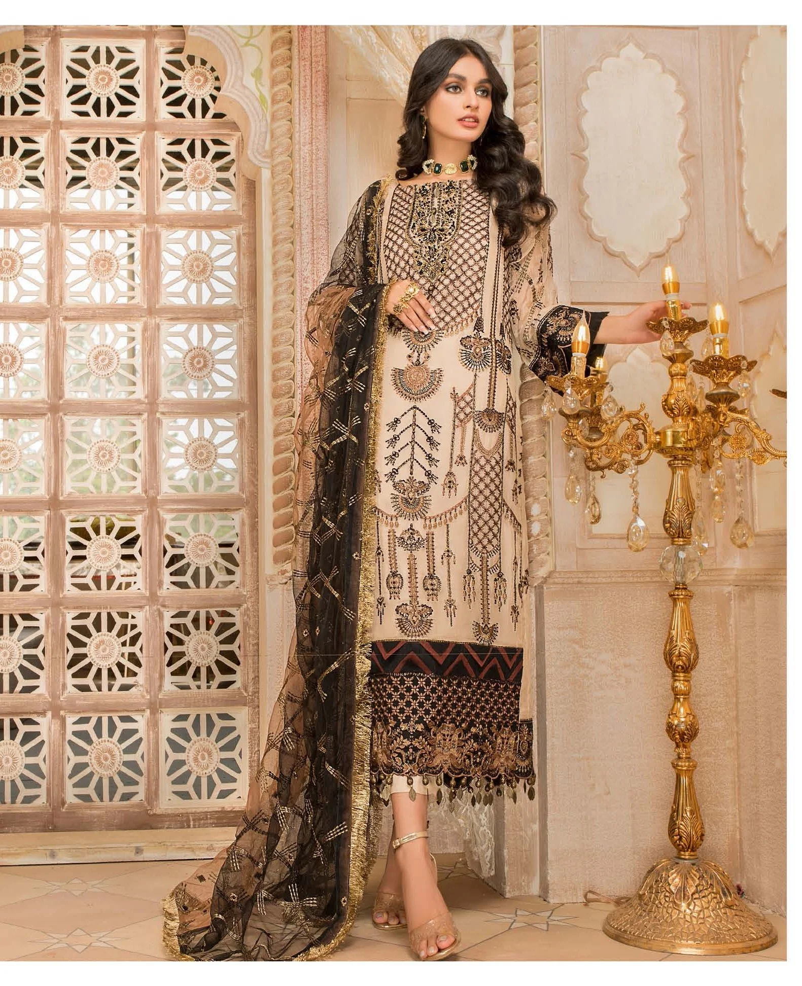 Одежда для вечеринок костюмы шаловар камиз женщин высококачественные Шифоновые вещи с очень тонкой вышивкой