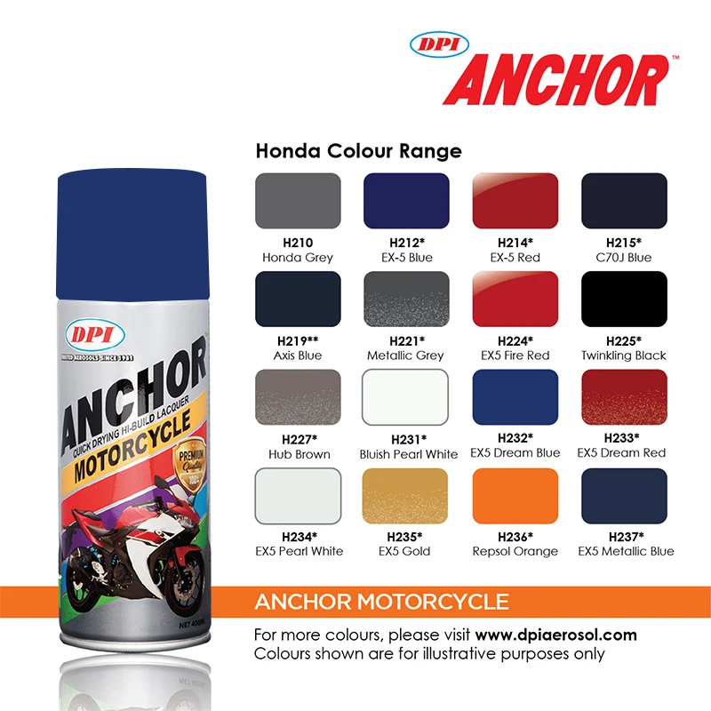 Мотоциклетный цветной распылитель Быстросохнущий качественный анкер DPI