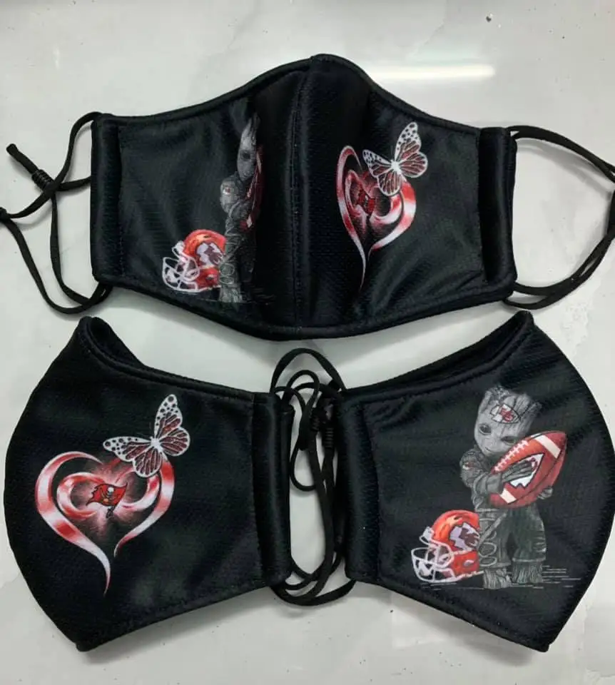 
3D design NFL teams Reusable Printed Facemaskes American football face cover 3 ply with Adjustable Ear Loop 