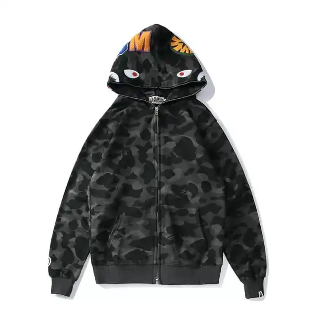 Высококачественная камуфляжная Толстовка Bape Shark модный Повседневный свитер для подростков и взрослых куртка унисекс на молнии