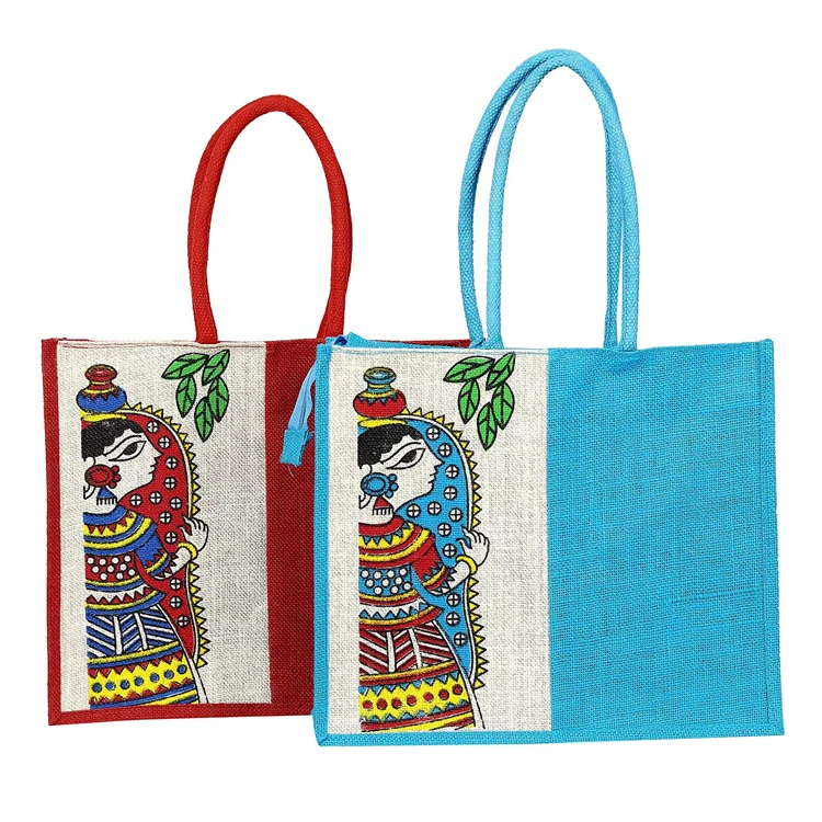 Top Selling Jute Shopping Bags New Designed Reusable Multipurpose Bag With Zip & Handle Handmade Jute Bags From Indian Market