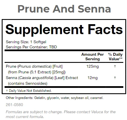 GMPc Prune & Senna Capsules Bottle 60ct Private Label Digestive Supplement